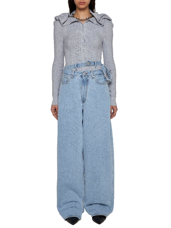 Double Waist Denim Pants