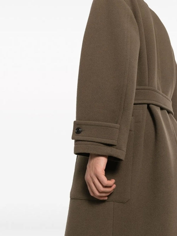 Brown Wool Wrap Coat