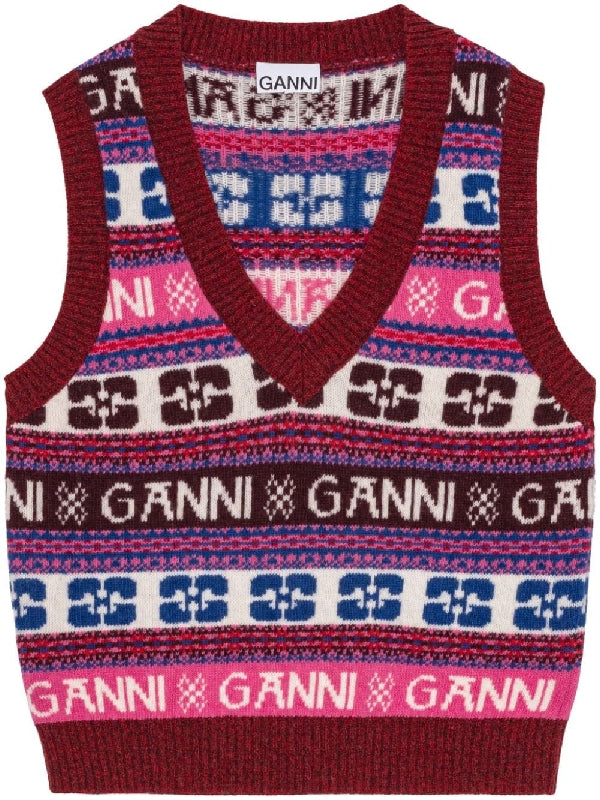 Logo Pattern
  Wool Blend Knit Vest
