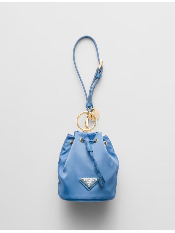 Triangle Logo Re-nylon Bucket Bag Mini Keyring