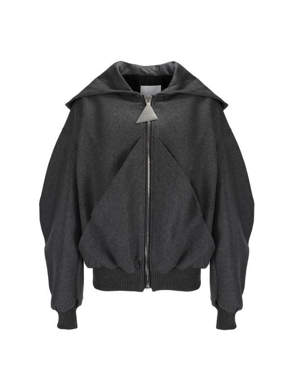 Wool Blend Hood Zip-Up