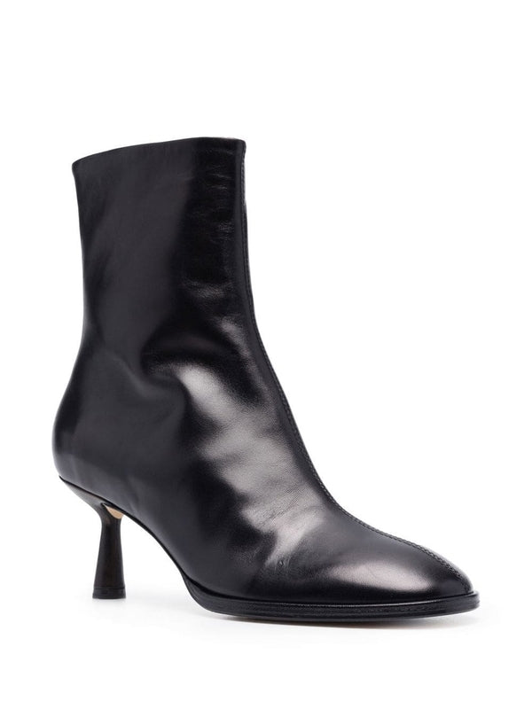 Black Leather Ankle Boots Heels