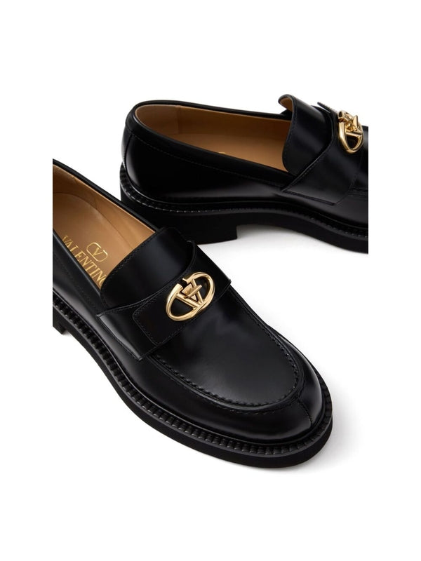 V Logo Leather Loafer