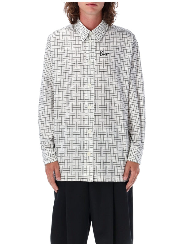 Weave Graphic Pattern Cotton Shirt