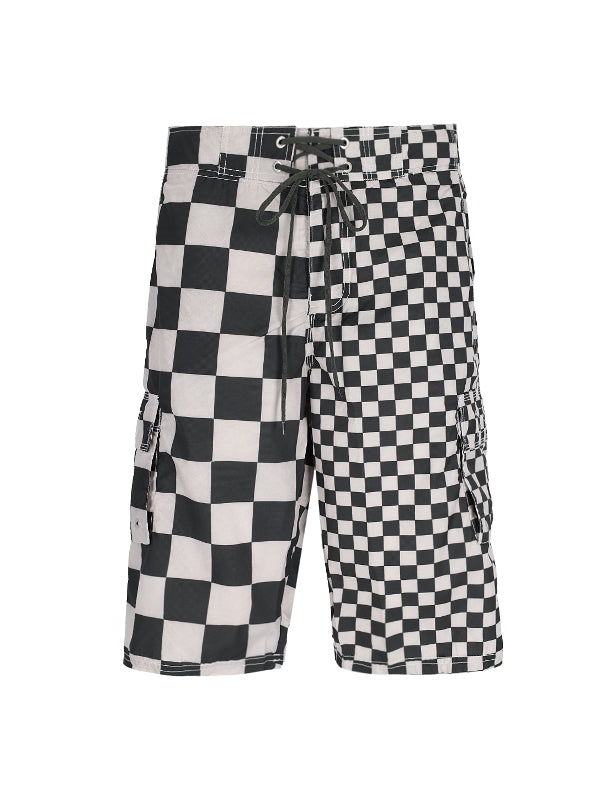 Checkerboard Printing Swim Shorts