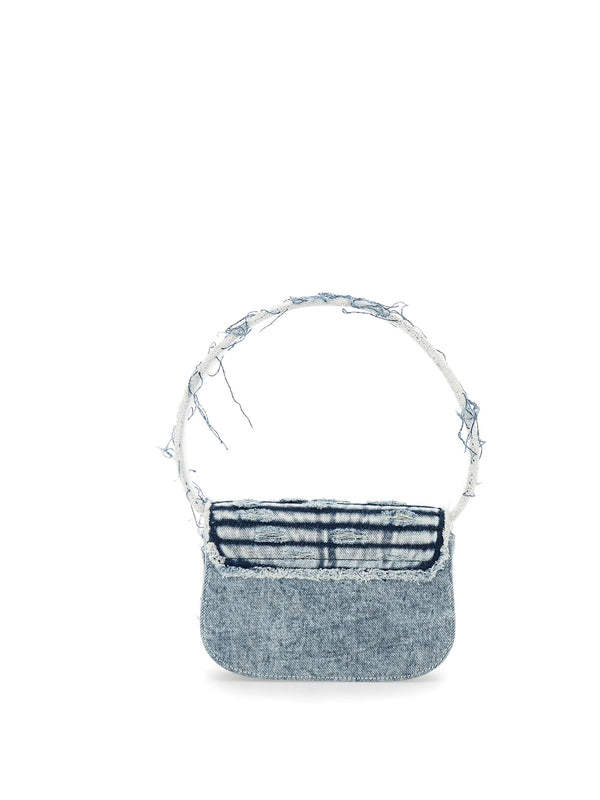1DR Crystal Logo Denim Shoulder Bag