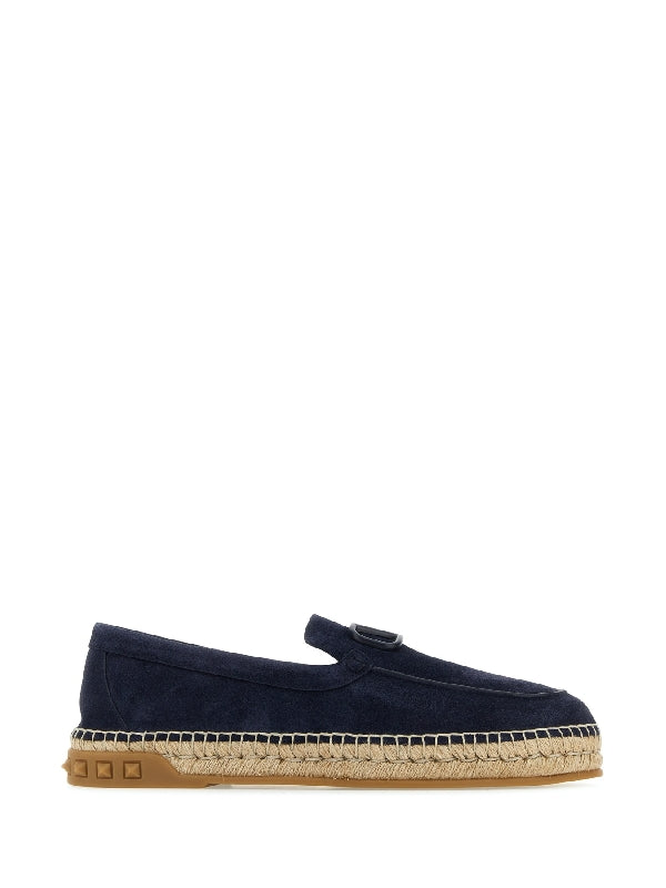 V Logo Suede Espadrille Shoes