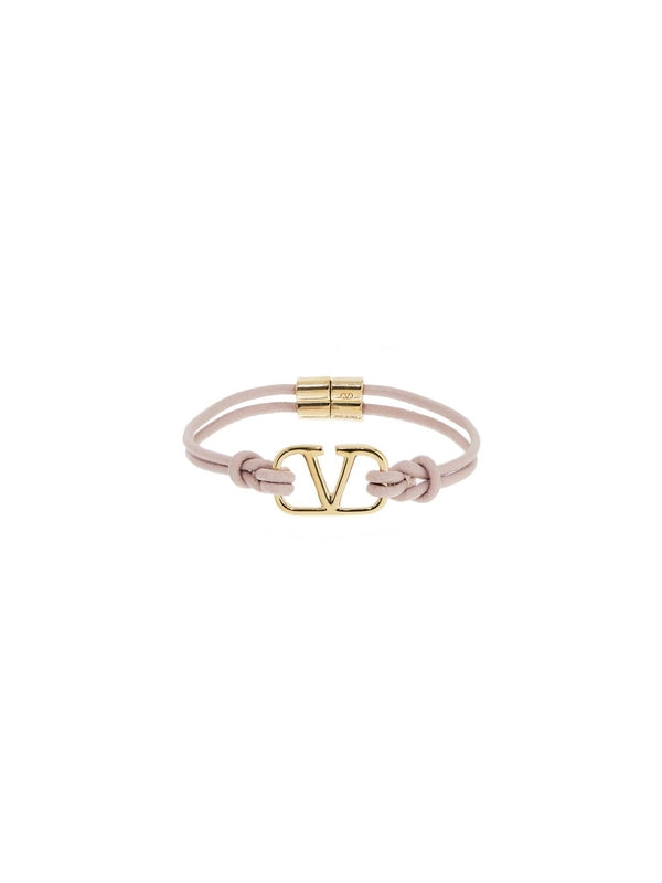 V Logo Leather Bracelet - Jente