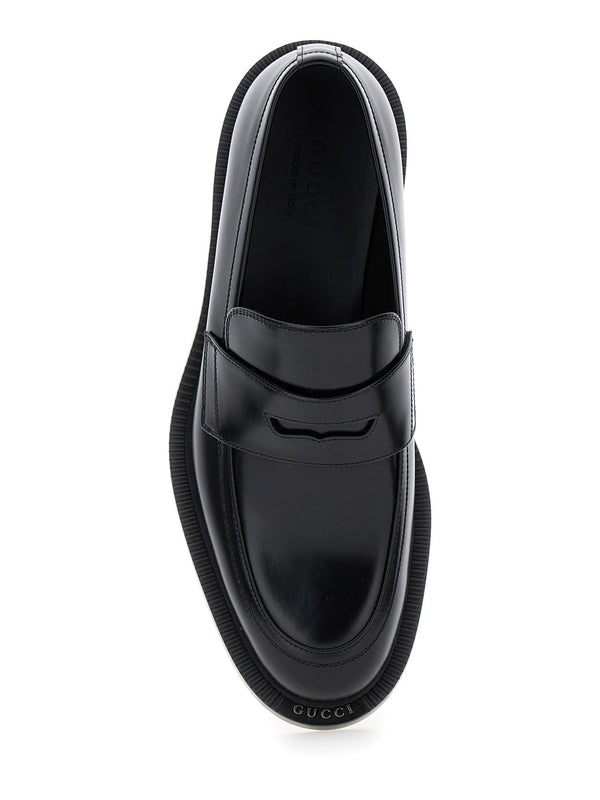 'Henry' Black Loafers in Smooth Leather Man Loafers