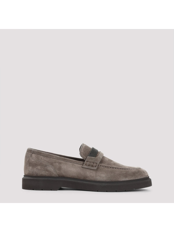 Monili Detail Suede Loafers