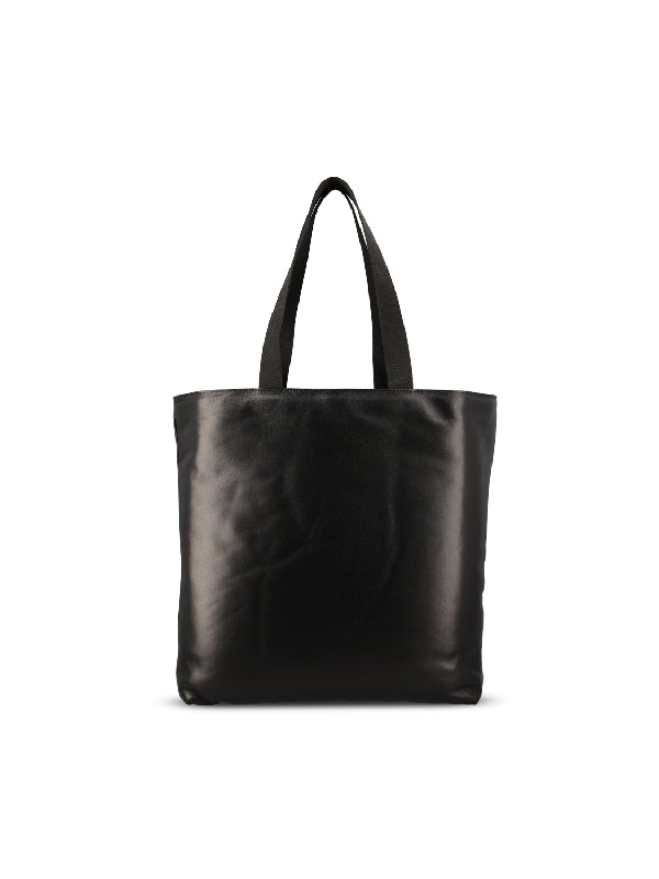 V Logo Pocket Leather Tote Bag