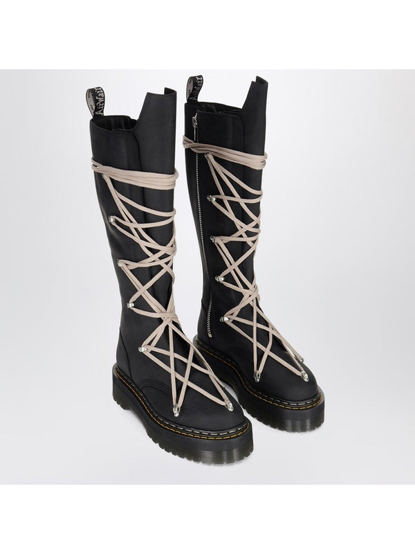 Rick Owens Black Lace-Up Boots