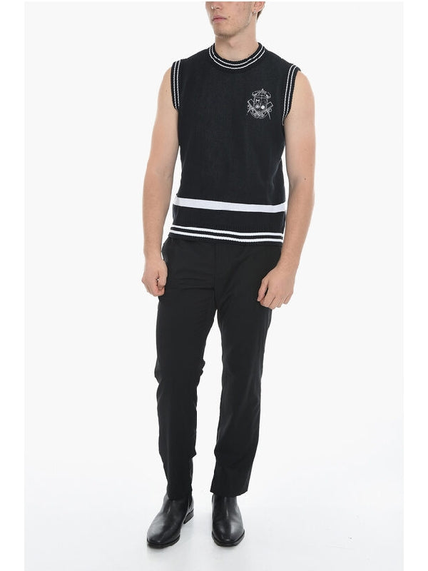 Logo Contrast Trimming Knit Vest