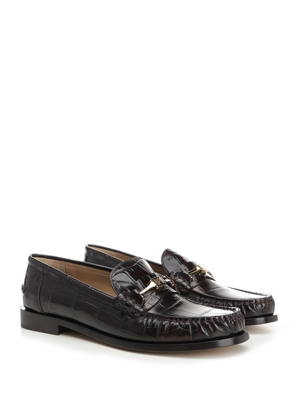 Vara Croc-effect Leather Loafers