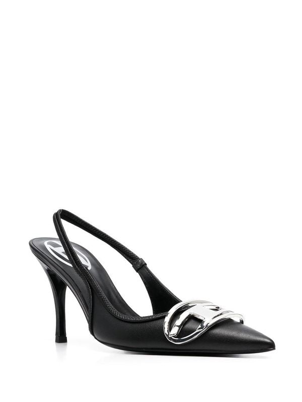 Venus Metal
  Logo Leather Slingback Heel