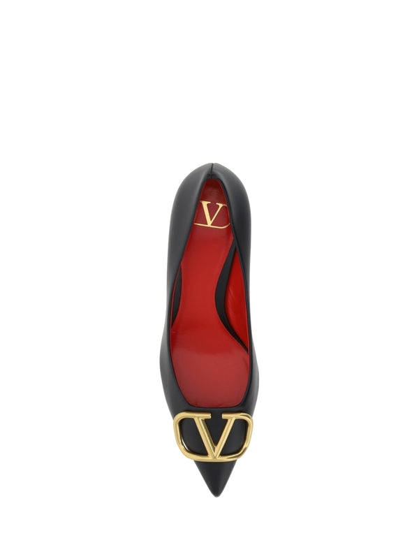 V Logo Leather Pumps Heels