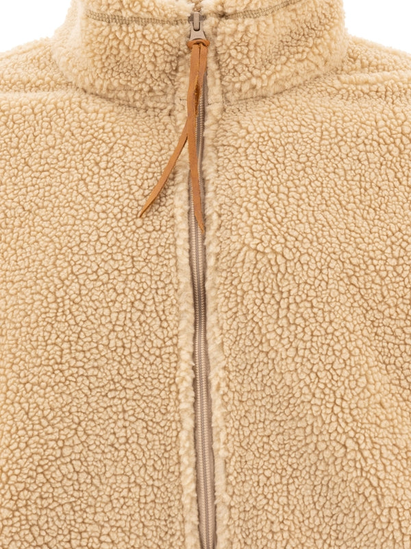 High-Neck Shearling Zip-Up Jacket