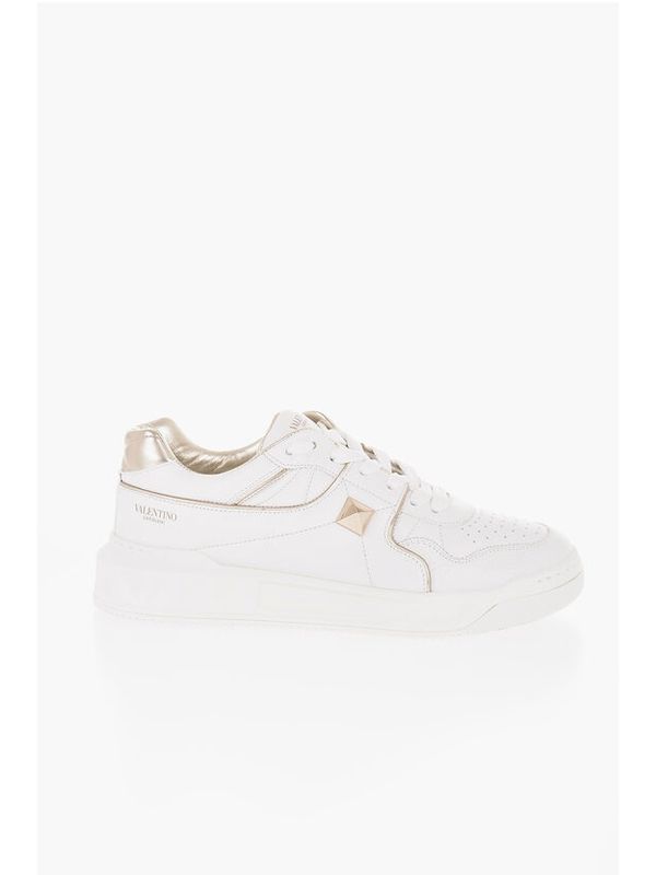 Rockstud Leather Low-Top Sneakers