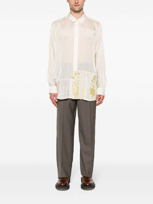 Flower Printing Sheer Shirt