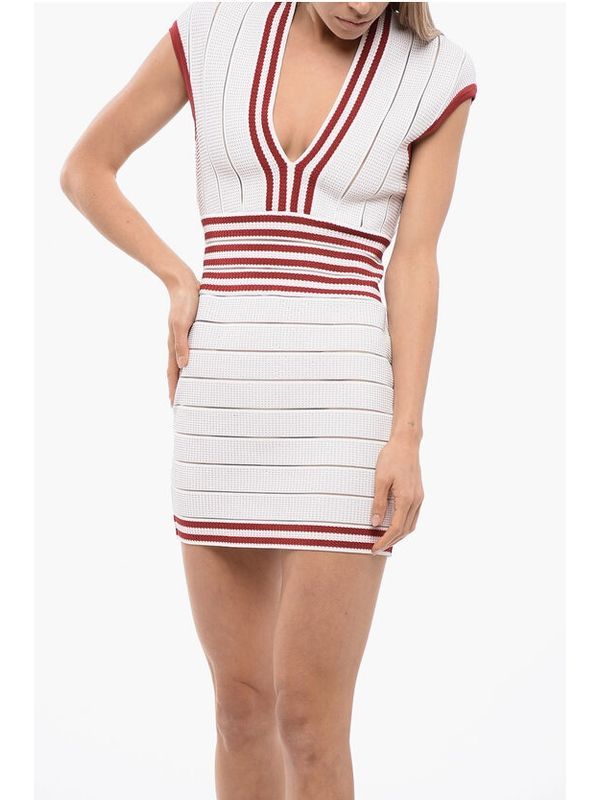 V-Neck Stripe Knit Dress