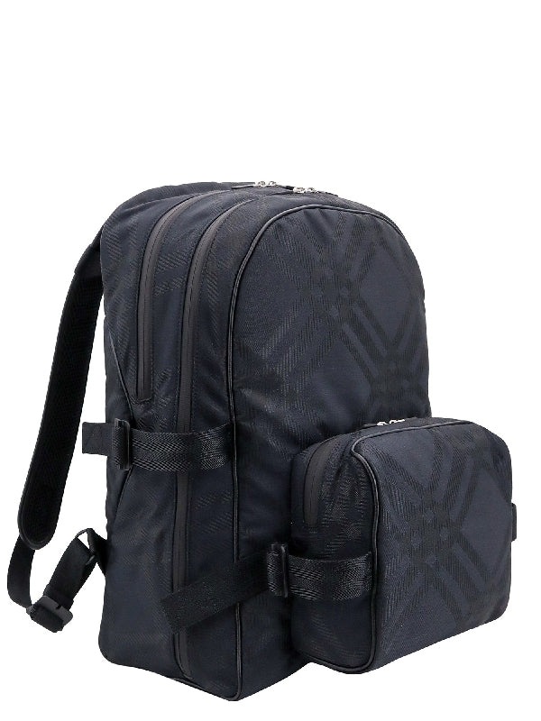 Check Jacquard Zipper Pocket Backpack