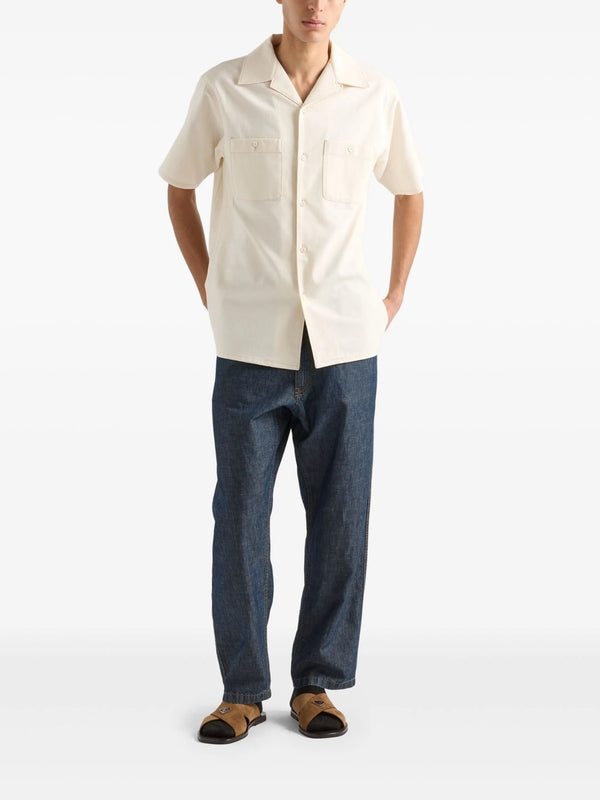 Back Triangle Logo Chambray Denim Pants