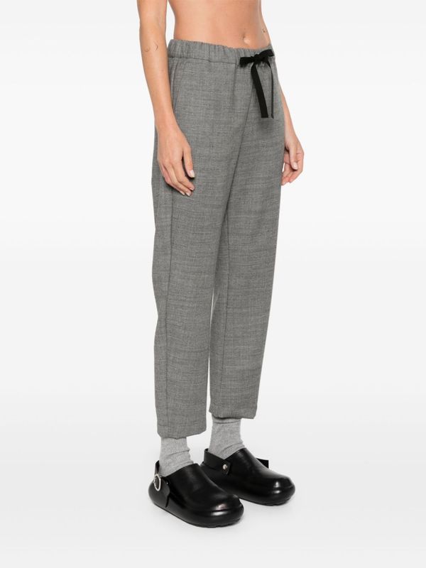 Drawstring Cropped Wool Pants