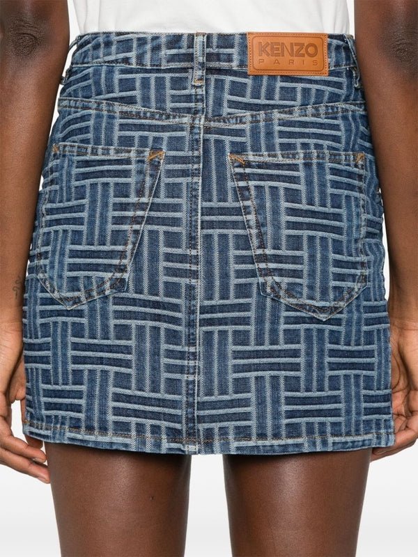 Weave Cotton Mini Skirt