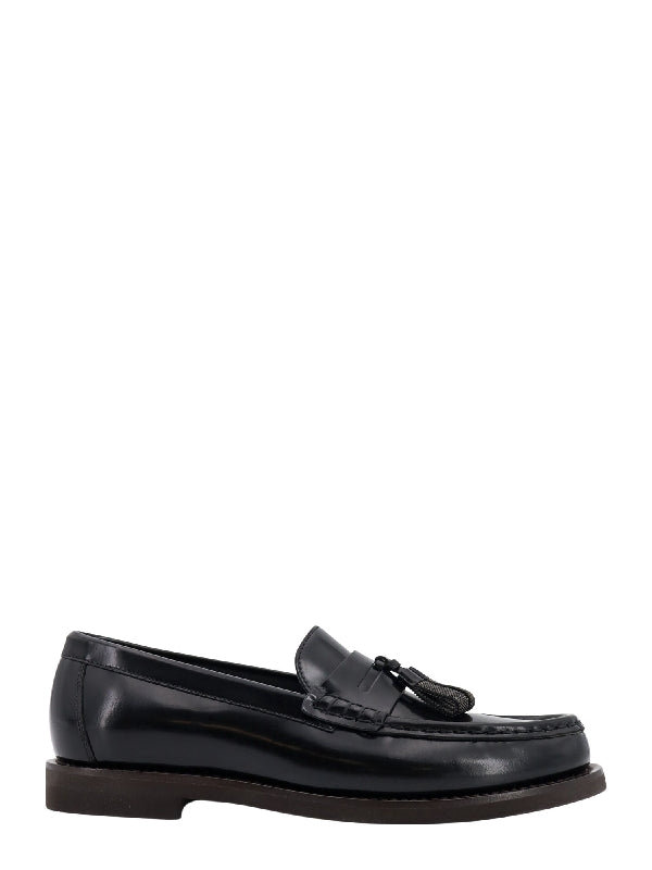 Tassel Decorated Leather Penny Loafers