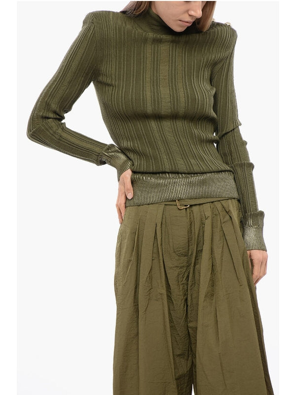 Shoulder Button Wool Cashmere Knit