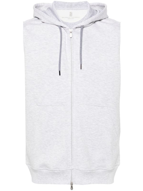 Drawstring Cotton Zip-Up
  Hooded Vest