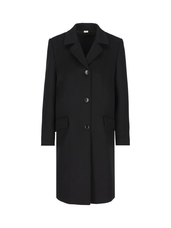 Back Buckle Embellished Wool Single Coat