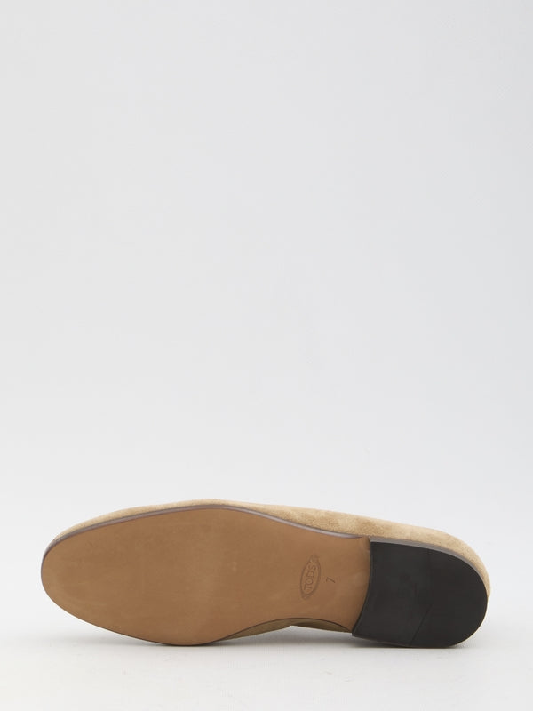 T Logo Suede Leather Loafer