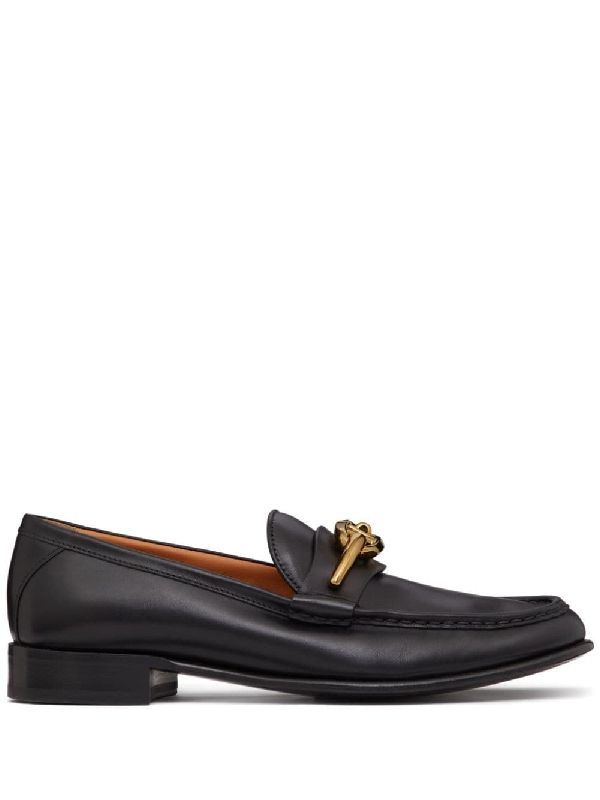 V Logo Leather Loafer