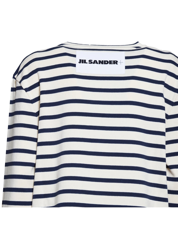 Stripe Cotton Crewneck Long Sleeve Top