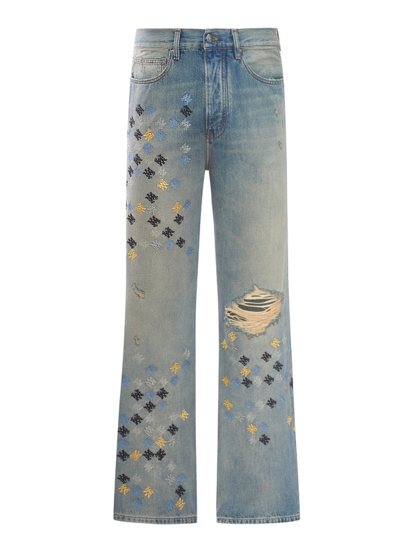 Quad Logo Embroidery
  Distressed Denim Pants