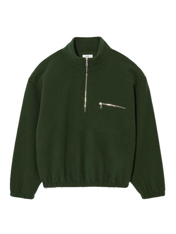 Pocket Detail High Neck Wool Half Zip-Up Knit