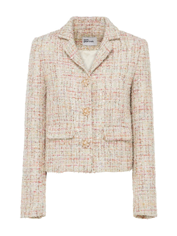 Button Embellished Bouclé Jacket