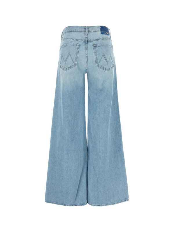 Back Logo Wide Cotton Denim Pants