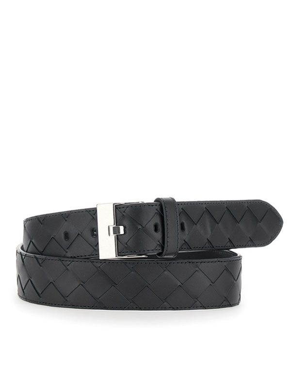 Black Intrecciato Leather Belt