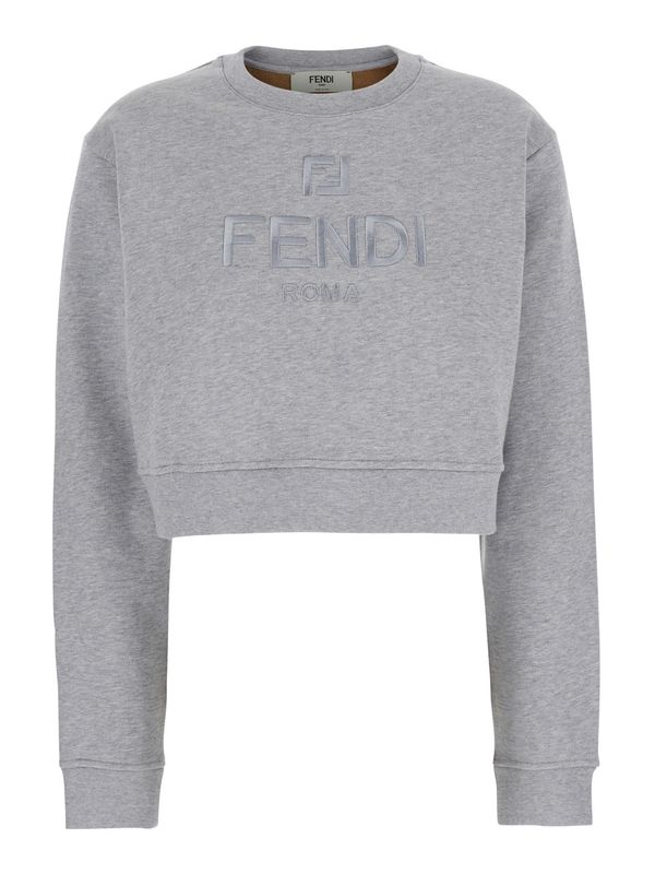 Logo Embroidery Crop Cotton
  Sweatshirt