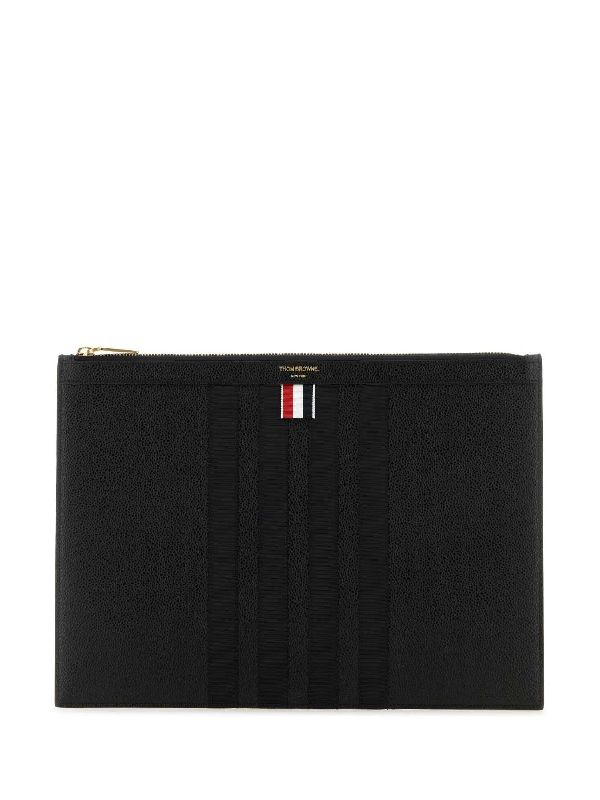 Diagonal Rwb Pebble Leather Clutch