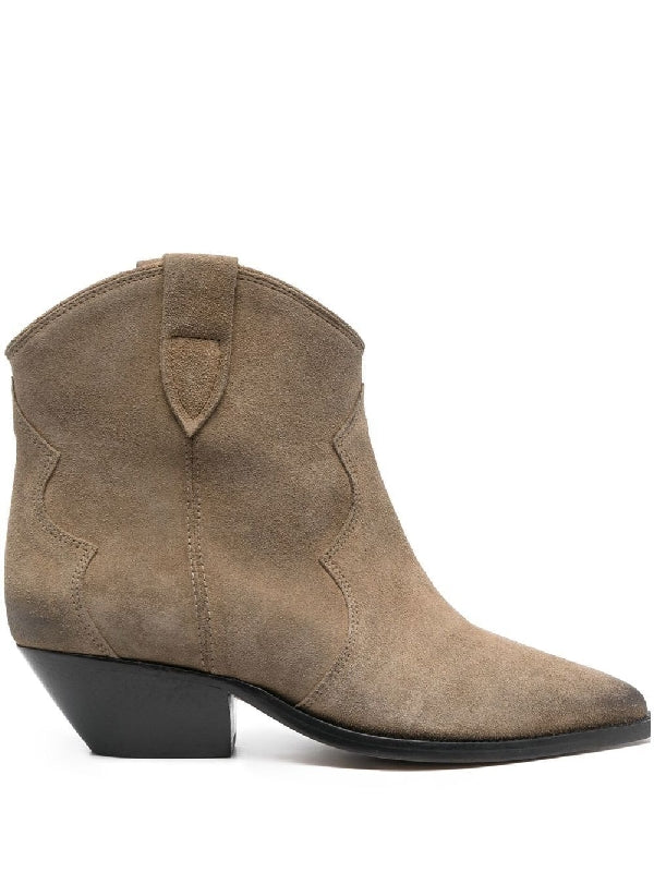 Western Detail Calfskin Ankle Boots