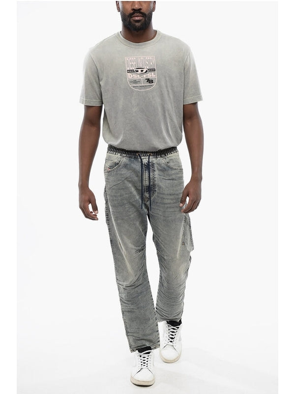 Washed Cotton Blend Denim Pants