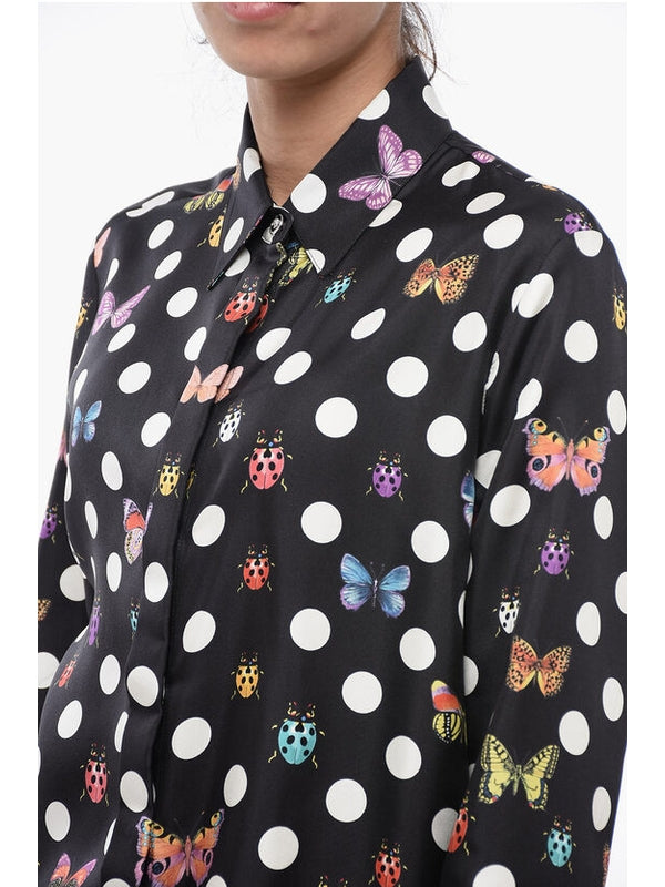 Allover Dot Pattern Silk Shirt