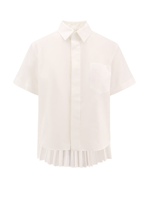 Back Slit Pleat Short-Sleeve Shirt