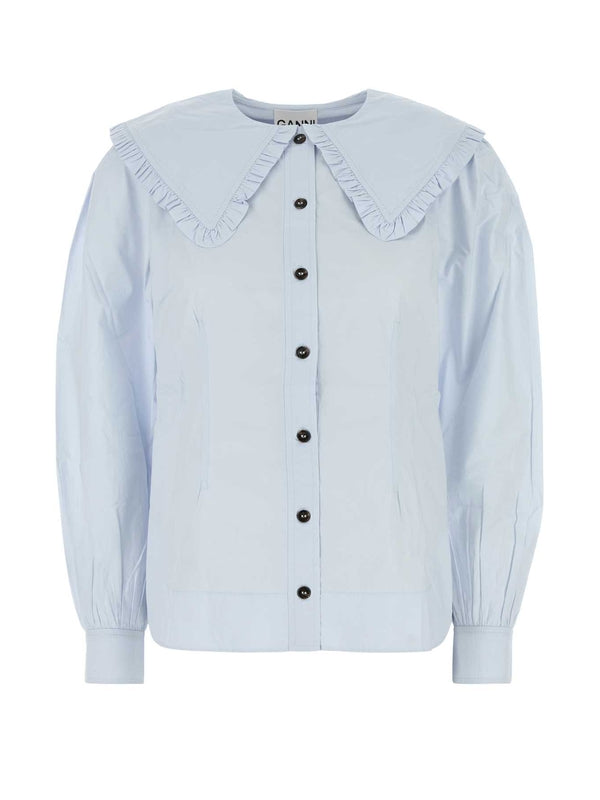 フリルカラーコットンブラウス