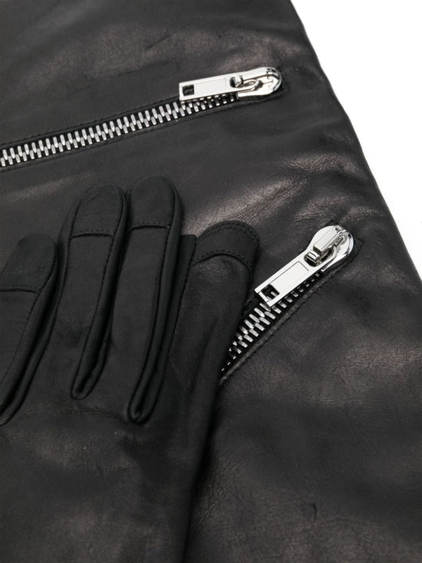 Zipper Leather Gloves