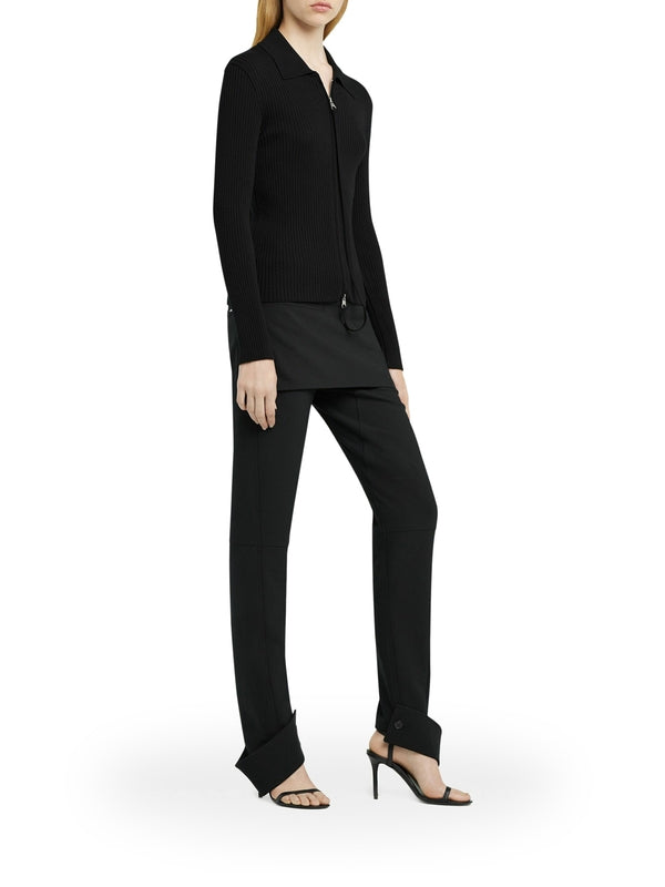 リブ編みレーヨン混紡ジップカラー
カーディガン