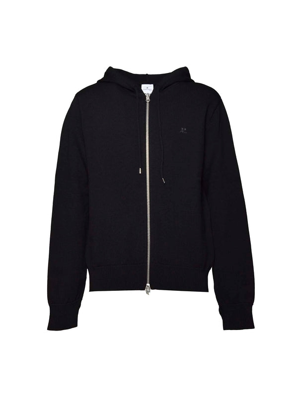 Zip-up Hood Wool Cardigan